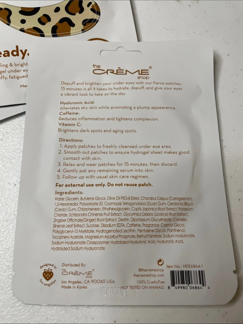 6 PK The Crème Shop Ready Leopard Hydrogel Under Eye Patches